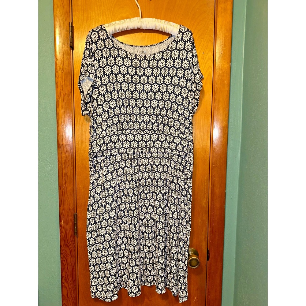 Croft & Barrow Floral Dress Knee Length Stretch Womens‎ 2XL Navy White